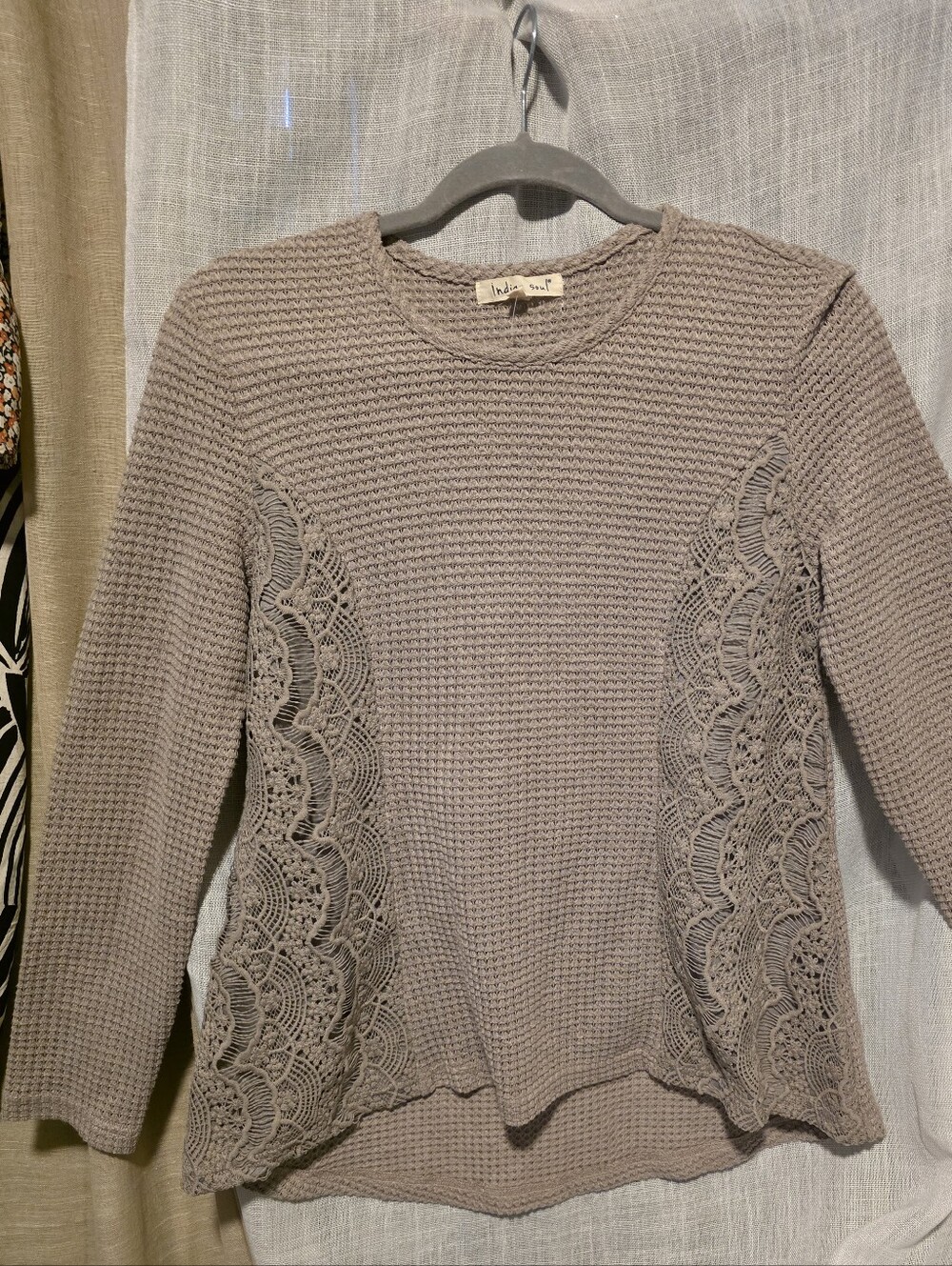 Indigo Soul Taupe Waffle Knit Top